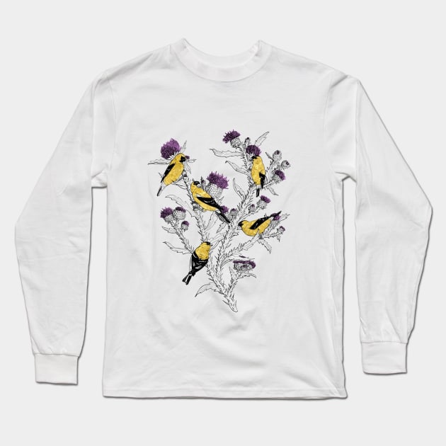 Goldfinches Long Sleeve T-Shirt by Warbler Creative